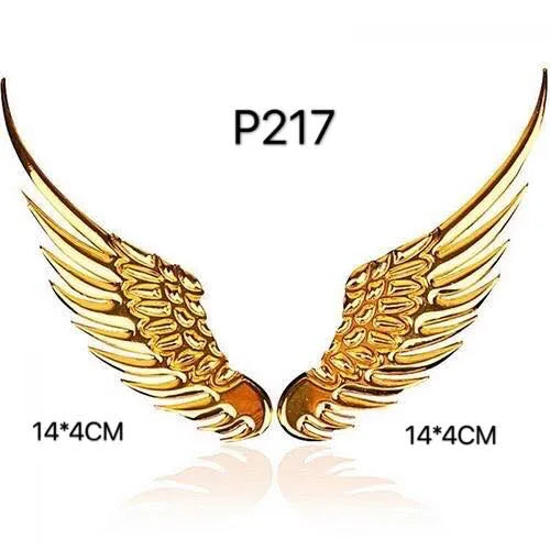 3D Wings Metal Sticker Decal Gold (14x4 cm)