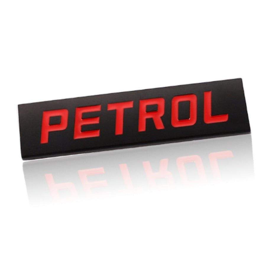 3D Petrol Metal Sticker Decal Black&Red (7.5x2 cm)
