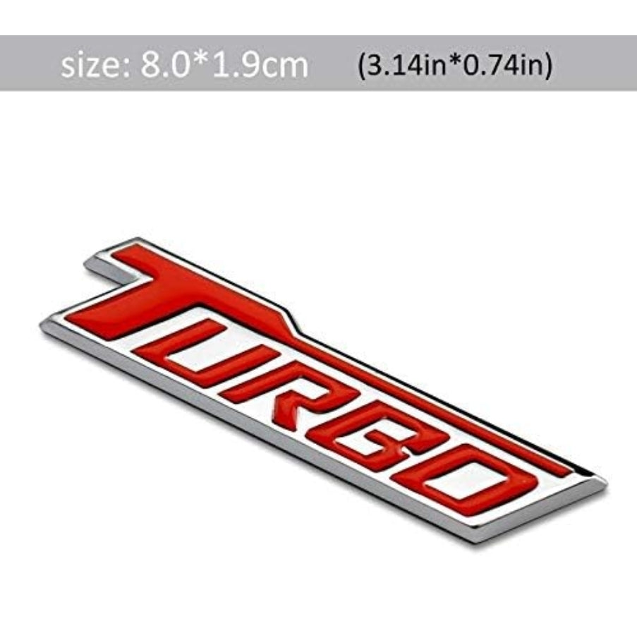 3D Turbo v4.0 Metal Sticker Decal Red/Silver (8x1.5 cm)