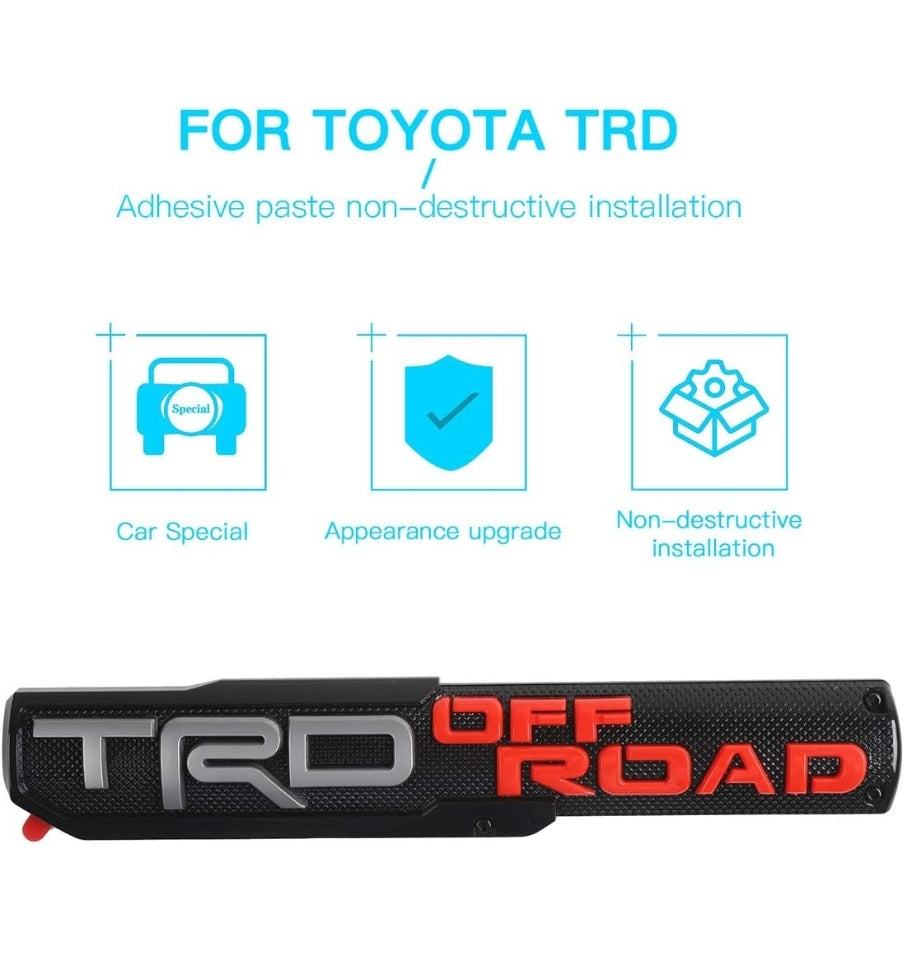 3D TRD Off Road Sticker Decal Red/Grey (30 x 6 cm)