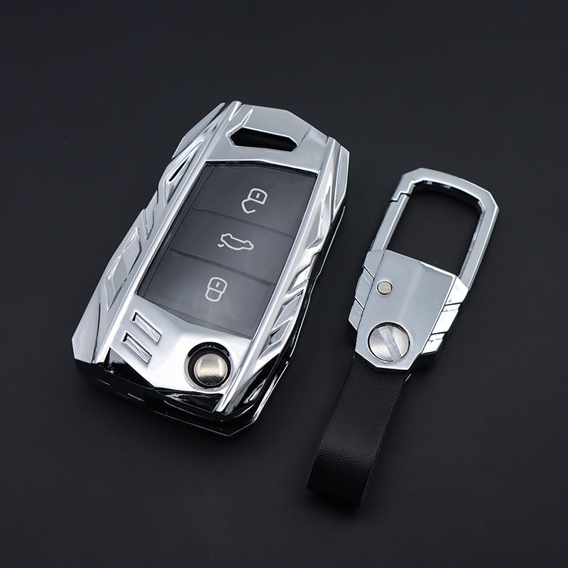 Skoda/Volkswagen New Flip Key Armour Metal Alloy Keycase with Holder & Rope Chain