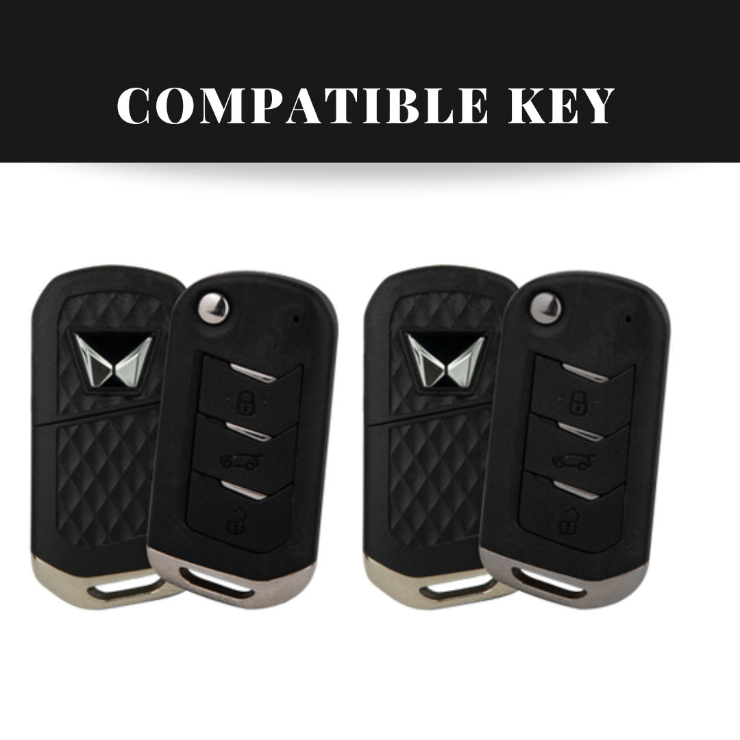 Mahindra XUV700/Scorpio/XUV300 New Flip Key Luxury Metal Alloy Leather Keycase with Holder & Rope Chain