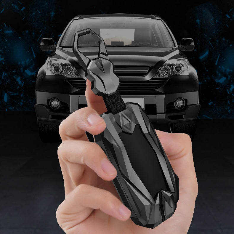 Kia Facelift 4 Button Keyless Push Button Key Premium Batman Metal Alloy Keycase with Holder & Rope Chain