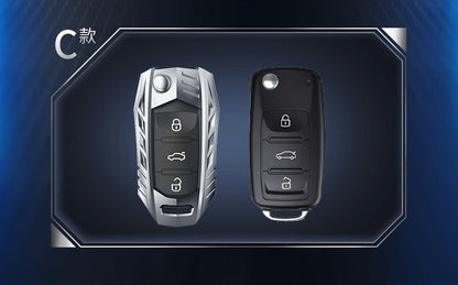 Skoda/Volkswagen Old Flip Key Armour Metal Alloy Keycase with Holder & Rope Chain