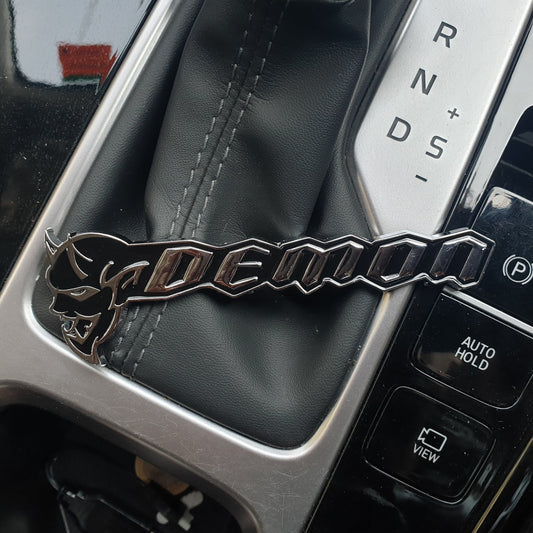 3D Demon Metal Sticker Decal Black (12 x 3.5 cm)