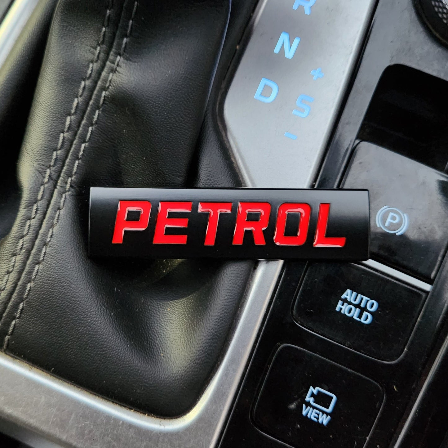 3D Petrol Metal Sticker Decal Black&Red (7.5x2 cm)