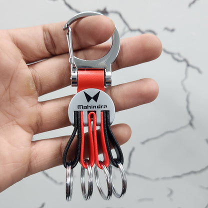 Metal Leather Premium Logo Car Keychain