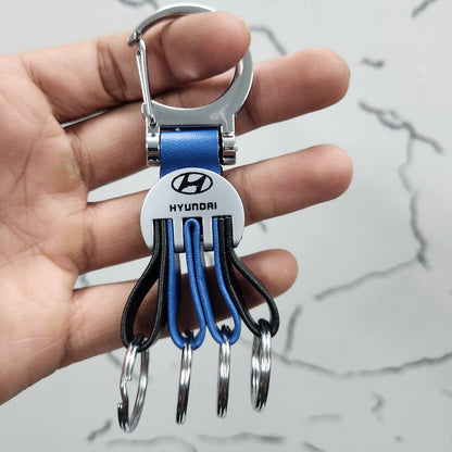 Metal Leather Premium Logo Car Keychain