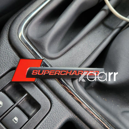 3D Supercharged v2.0 Logo Metal Sticker Decal Red/Black (10.5 x 2.5 cm)