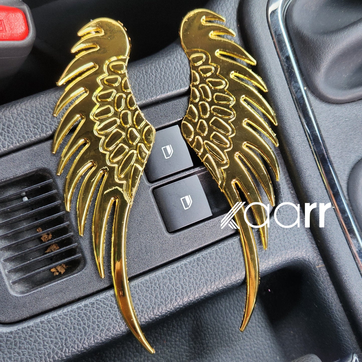 3D Wings Metal Sticker Decal Gold (14x4 cm)