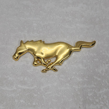 3D Mustang Horse Metal Sticker Decal Gold (16 x 6 cm)