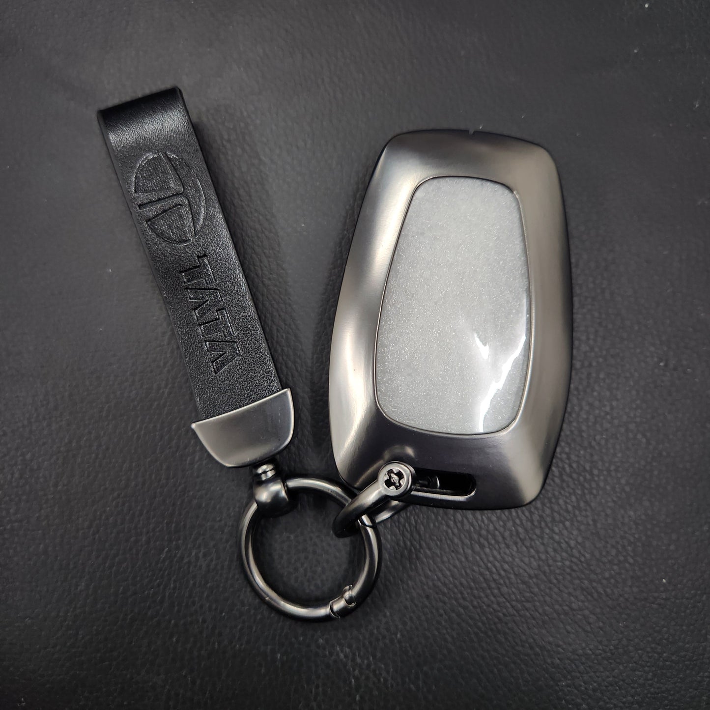 Tata Harrier/Nexon/Safari/Altroz New Key Luxury Metal Alloy Leather Keycase with Holder & Rope Chain