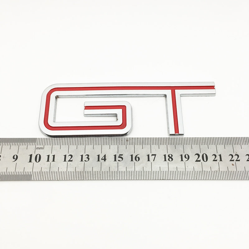 3D GT v2.0 Metal Sticker Decal Red/Silver (11x3.5 cm)