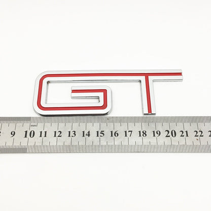 3D GT v2.0 Metal Sticker Decal Red/Silver (11x3.5 cm)
