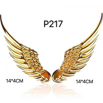 3D Wings Metal Sticker Decal Gold (14x4 cm)