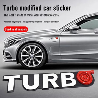 3D TURBO Metal Sticker Decal SIlver (16 x 3 cm)