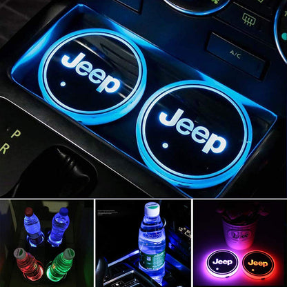 LED Car Cup Holder Lamp Light 2 pcs