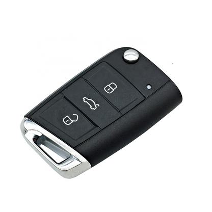 Volkswagen New Flip Key Metal Alloy Leather Keycase with Holder & Rope Chain