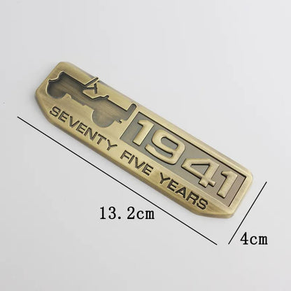 3D Jeep 75th Anniversary Metal Sticker Decal Gold