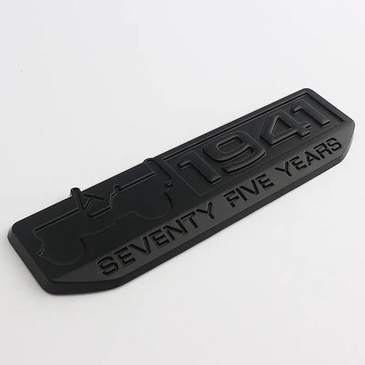 3D Jeep 75th Anniversary Metal Sticker Decal Black