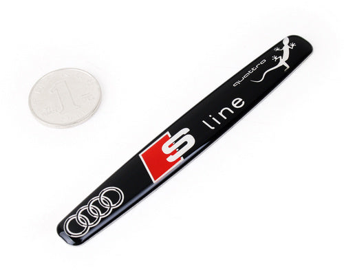 3D S Line Metal Sticker Decal (16x2.25 cm)