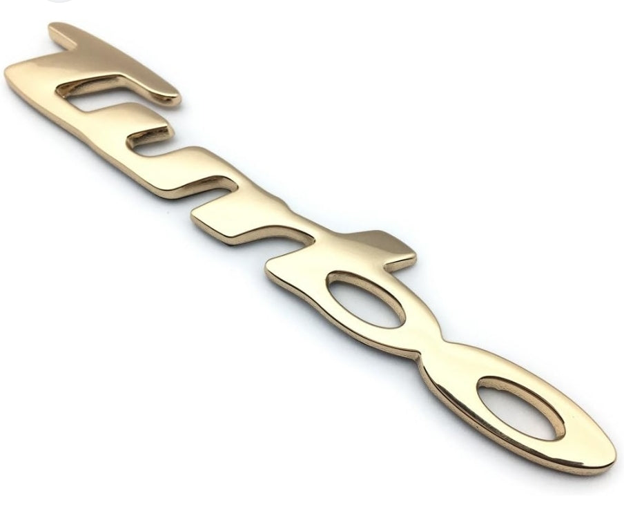 3D Turbo v2.0 Metal Sticker Decal Gold (13.5 x 2 cm)