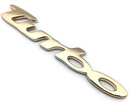 3D Turbo v2.0 Metal Sticker Decal Gold (13.5 x 2 cm)