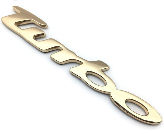 3D Turbo v2.0 Metal Sticker Decal Gold (13.5 x 2 cm)