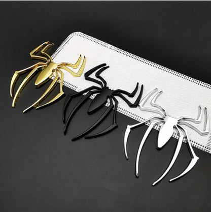 3D Spider Metal Sticker Decal Black (7.5x5.5 cm)