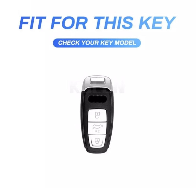 Audi New Key Armour Metal Alloy Keycase with Holder & Rope Chain