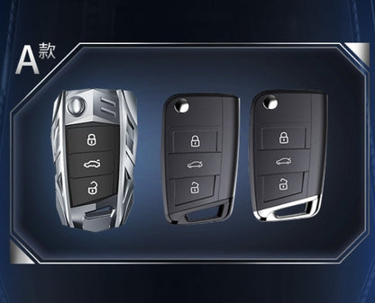 Skoda/Volkswagen New Flip Key Armour Metal Alloy Keycase with Holder & Rope Chain