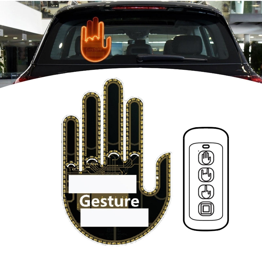 3in1 Car Finger Gesture Light with Remote Signs Gesture Light Car Rear Window Lamp