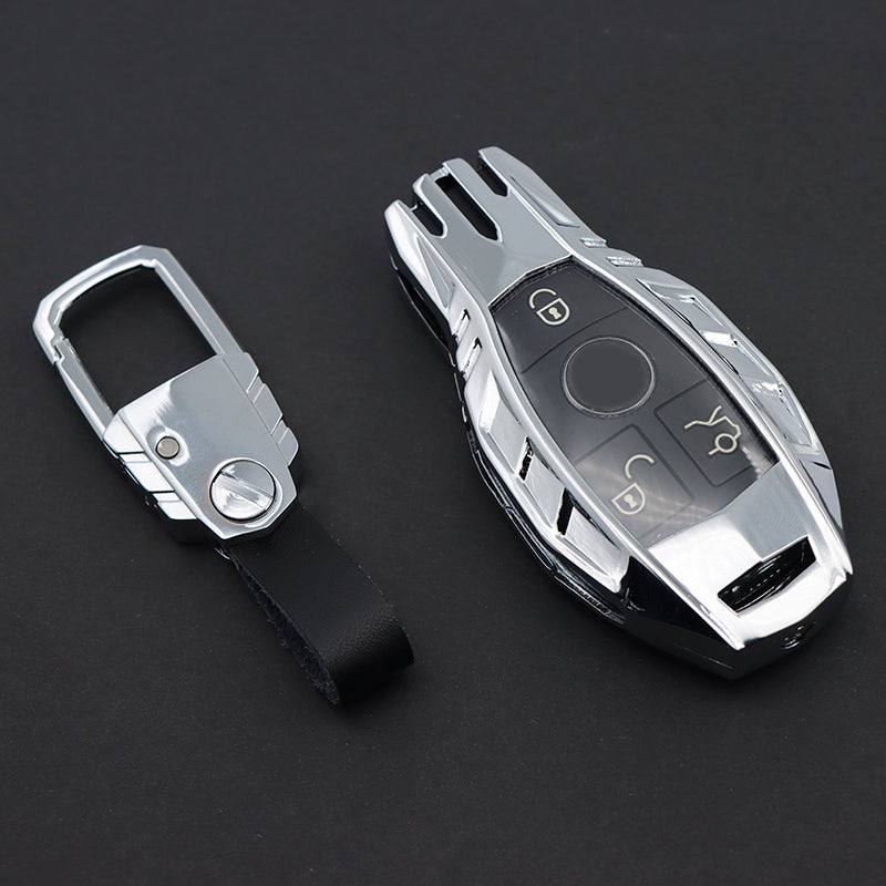 Mercedes Old Key Armour Metal Alloy Keycase with Holder & Rope Chain