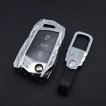 Skoda/Volkswagen New Flip Key Armour Metal Alloy Keycase with Holder & Rope Chain