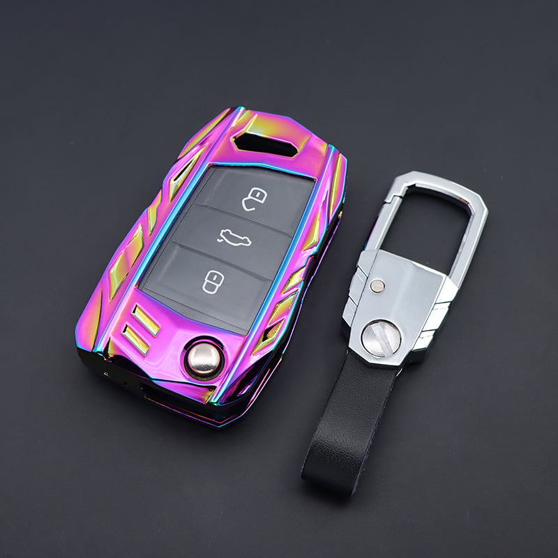 Skoda/Volkswagen New Flip Key Armour Metal Alloy Keycase with Holder & Rope Chain