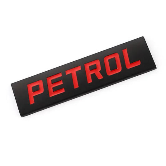 3D Petrol Metal Sticker Decal Black&Red (7.5x2 cm)