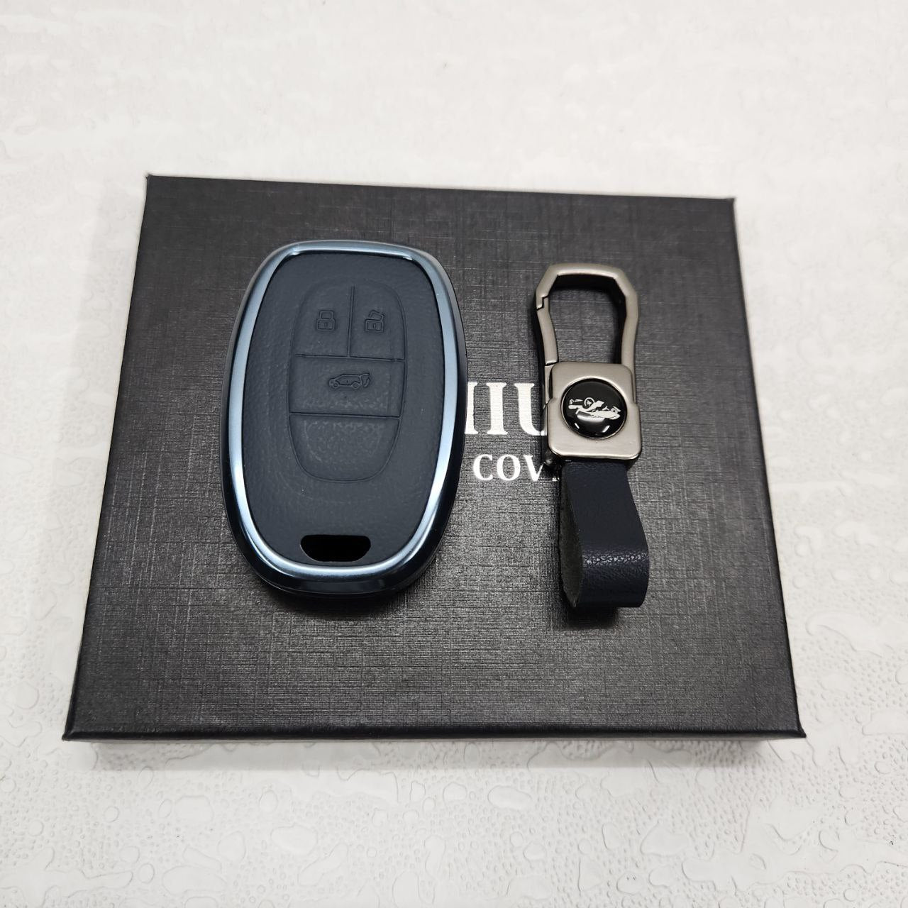 MG Gloster Key Exclusive Aluminium Alloy Leather Keycase with Holder & Rope Chain