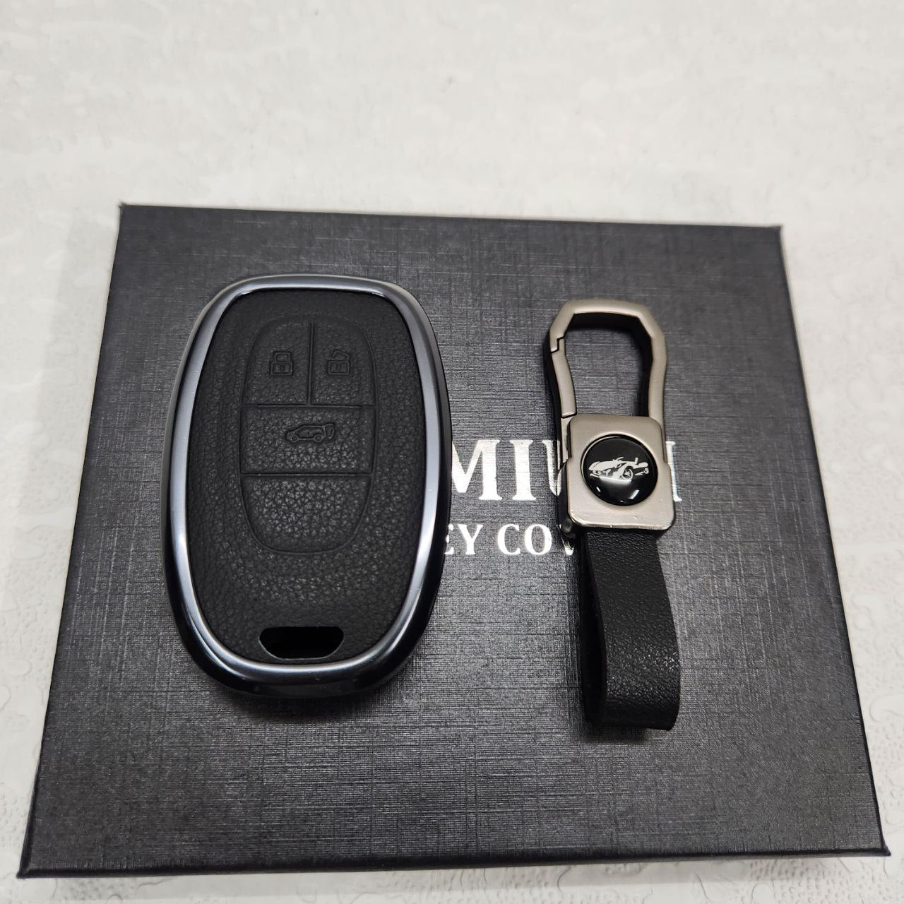 MG Gloster Key Exclusive Aluminium Alloy Leather Keycase with Holder & Rope Chain