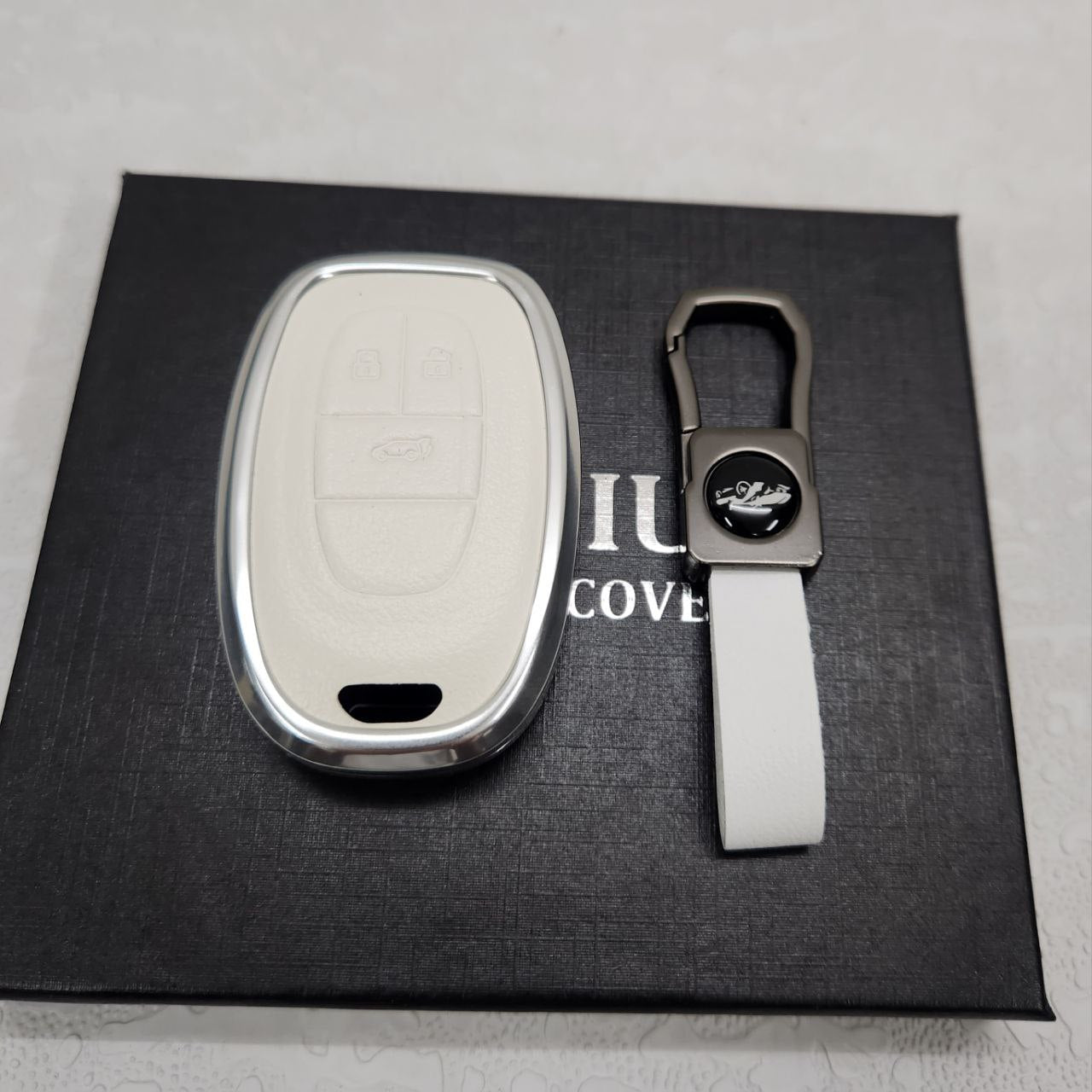 MG Gloster Key Exclusive Aluminium Alloy Leather Keycase with Holder & Rope Chain