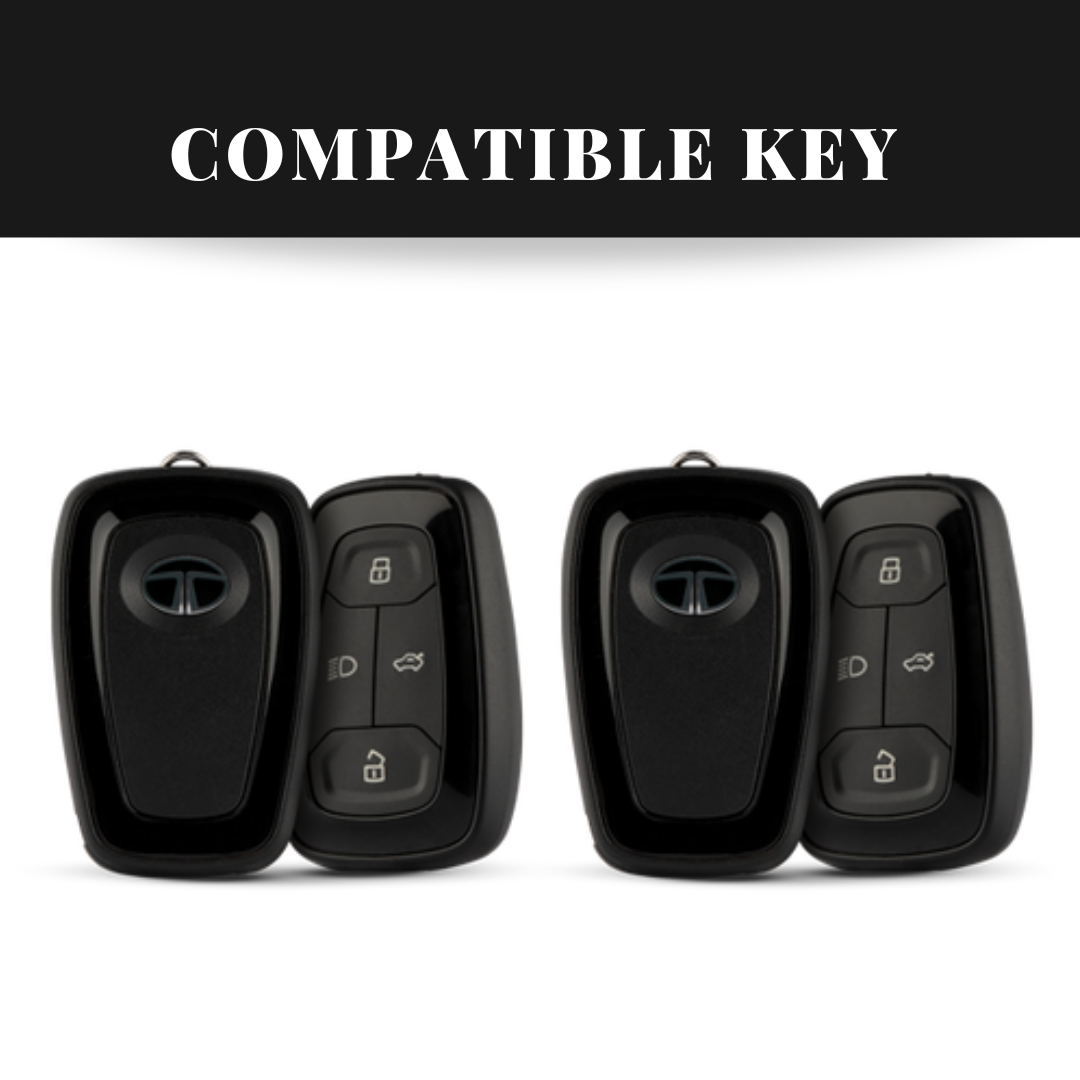 Tata Harrier/Nexon/Safari Luxury Handmade Oilwax Leather Keycase with Logo, Caption, Hook, and Chain