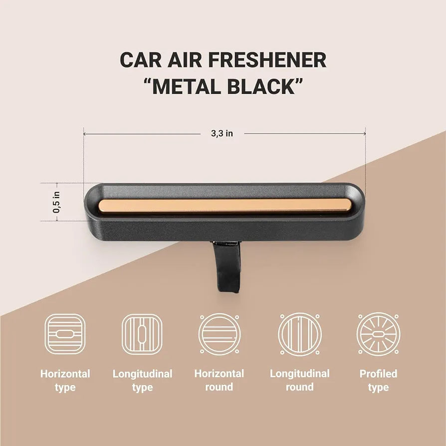 Metal Car Air Freshener - Automotive Fragrance Diffuser - Vent Clip with a Scent Stick for a Vehicle - Magnetic