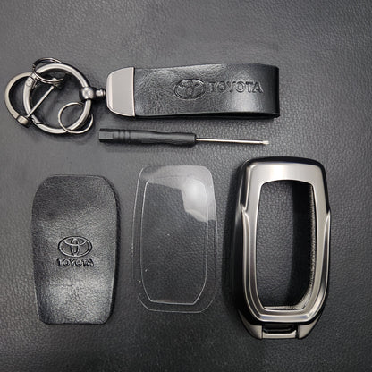 Fortuner/Innova Crysta/Hycross New Key Metal Alloy Leather Keycase with Holder & Rope Chain
