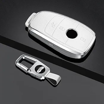 Mercedes New Key Exclusive Aluminium Alloy Leather Keycase with Holder & Rope Chain
