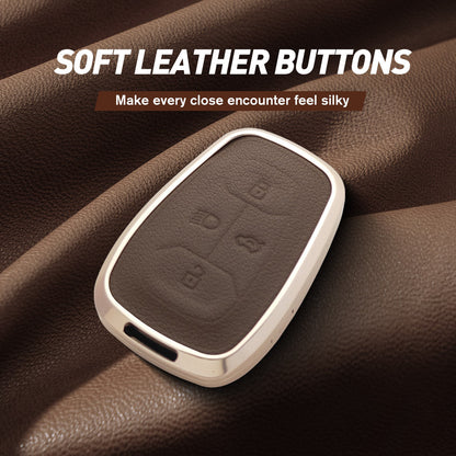 Tata Harrier/Safari/Altroz New Key Exclusive Aluminium Alloy Leather Keycase with Holder & Rope Chain