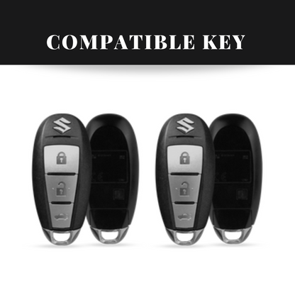 Suzuki Ciaz/Baleno/Scross 3 Button Key Luxury Handmade Oilwax Leather Keycase with Logo, Caption, Hook, and Chain