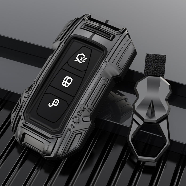 Ford Ecosport Push Button Remote Key Premium Batman Metal Alloy Keycase with Holder & Rope Chain