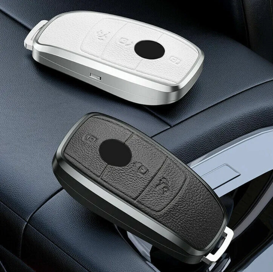 Mercedes New Key Exclusive Aluminium Alloy Leather Keycase with Holder & Rope Chain