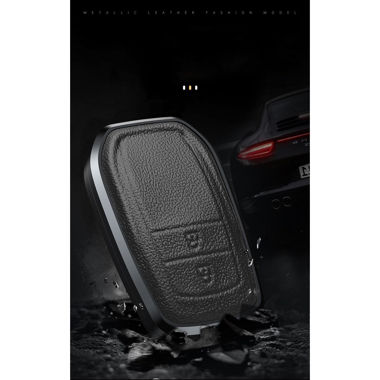Innova Crysta/Hycross 2 Button New Key Exclusive Aluminium Alloy Leather Keycase with Holder & Rope Chain