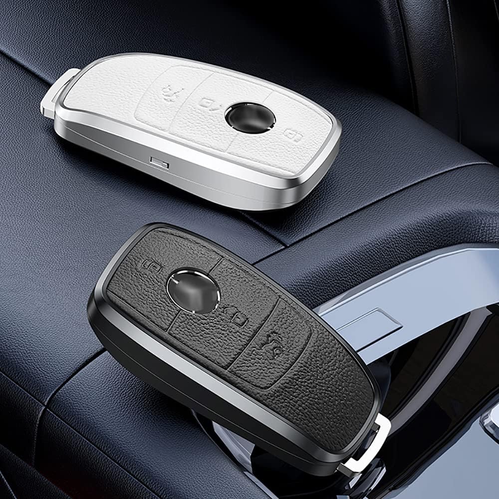 Mercedes New Key Exclusive Aluminium Alloy Leather Keycase with Holder & Rope Chain