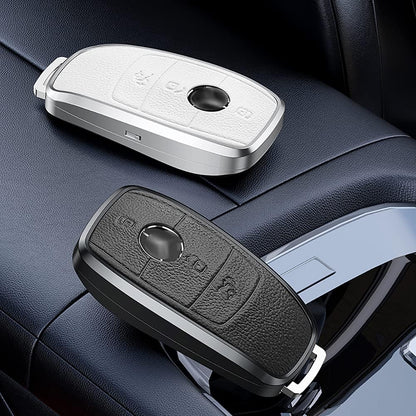 Mercedes New Key Exclusive Aluminium Alloy Leather Keycase with Holder & Rope Chain